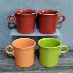 Fiestaware Coffee Mug O Ring Handle Homer Laughlin Set of 4 Mixed‎ Colors